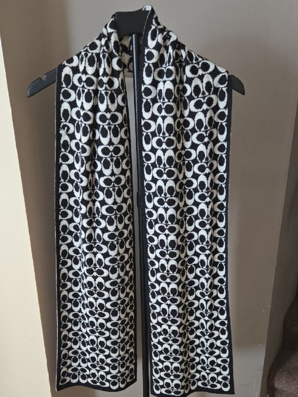 Coach Knit Jacket Scarf - Black & White Reversible - Picture 2 of 4